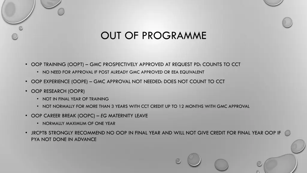 out of programme