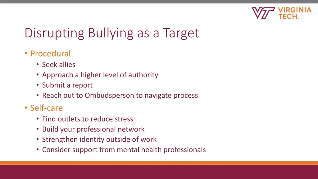 disrupting bullying as a target