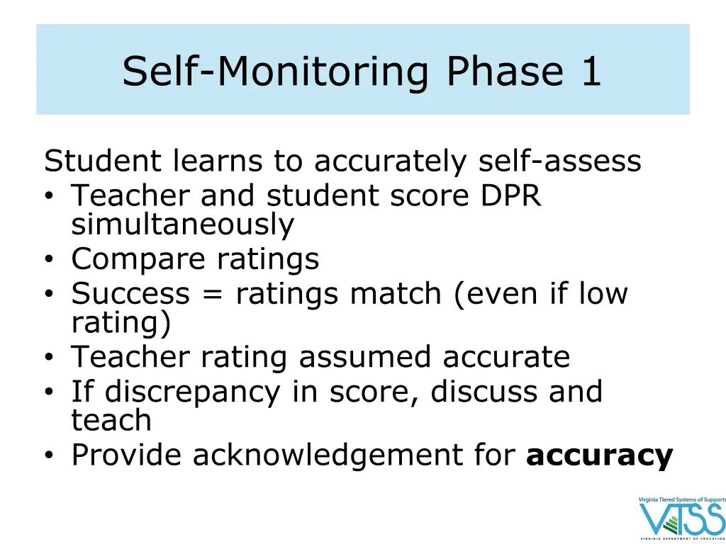 self monitoring phase 1