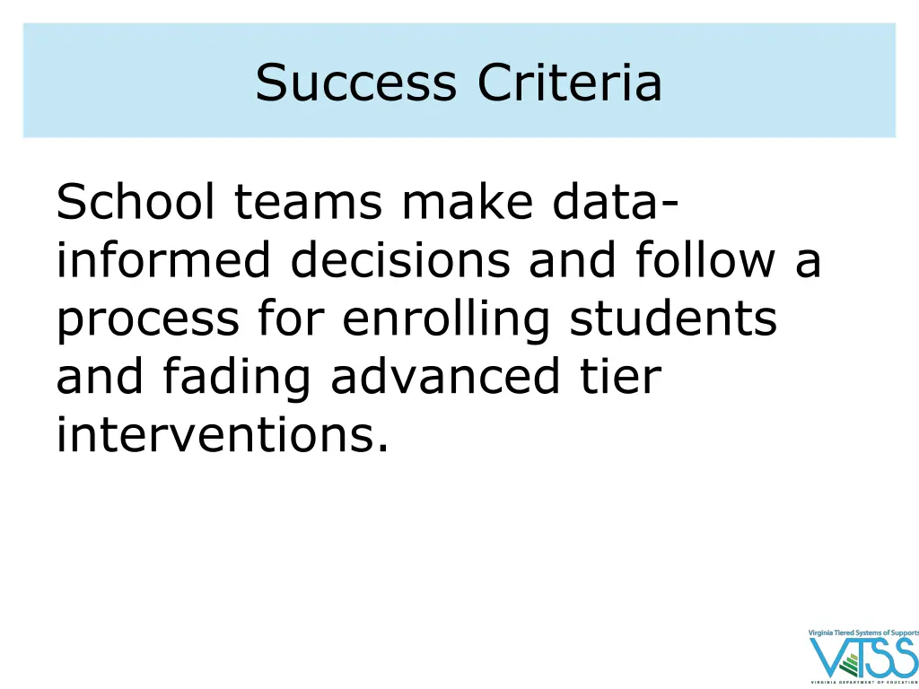 success criteria