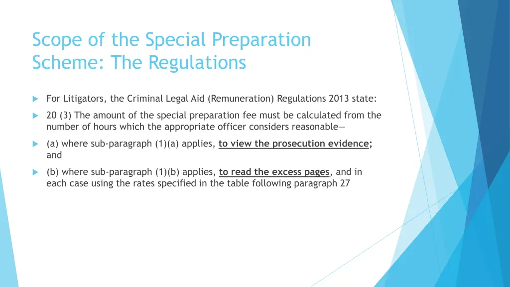 scope of the special preparation scheme