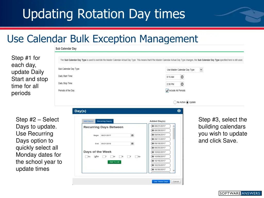 updating rotation day times