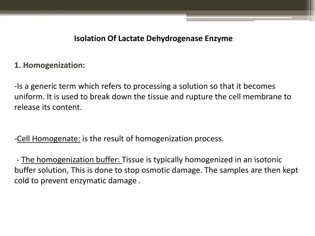 isolation of lactate dehydrogenase enzyme