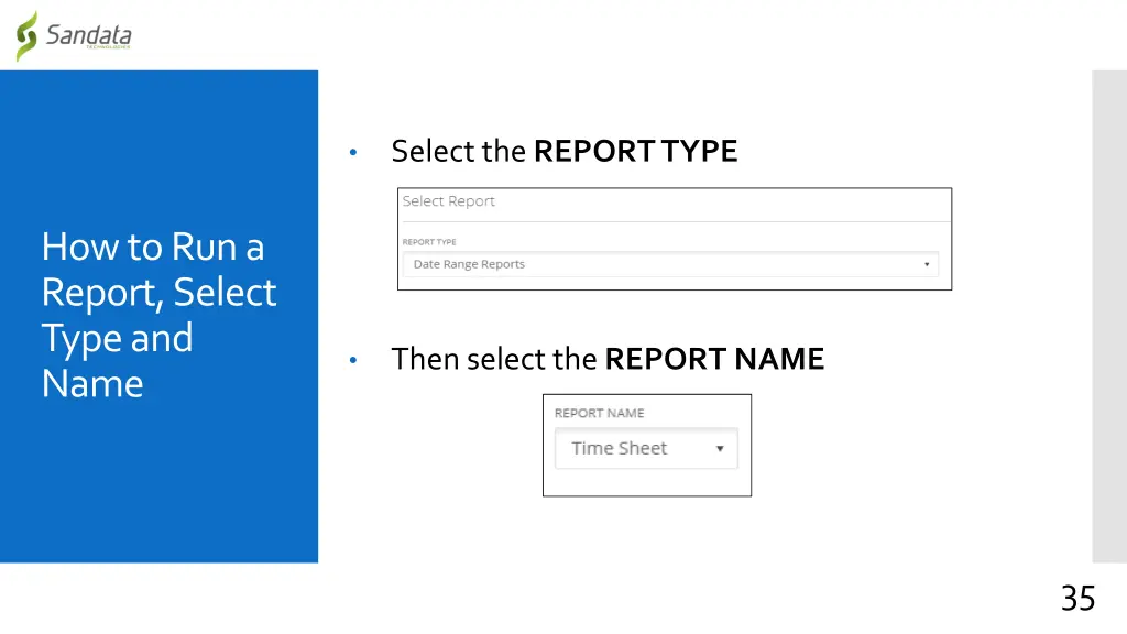 select the report type