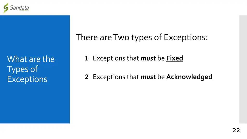 there are two types of exceptions