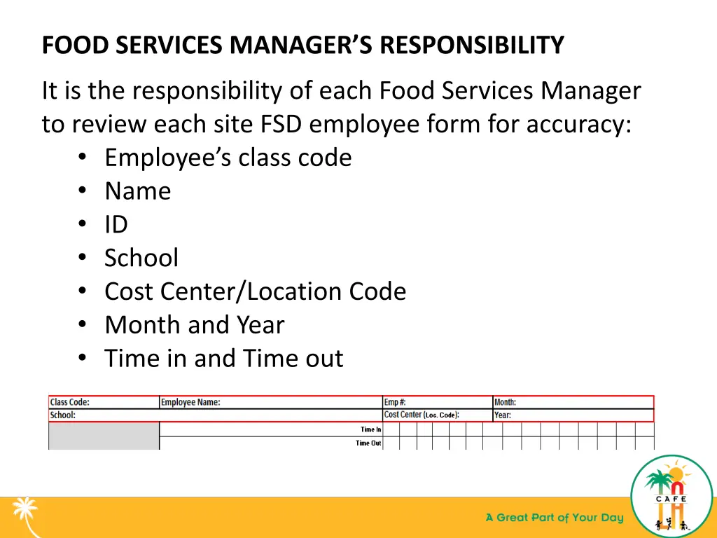 food services manager s responsibility