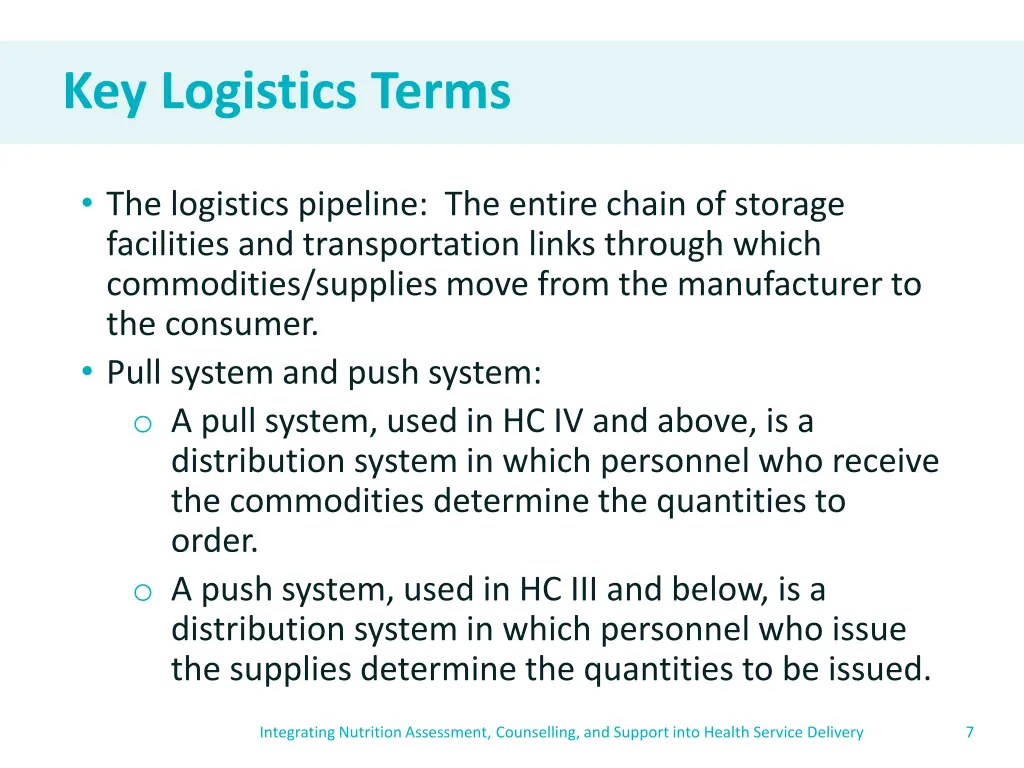 key logistics terms