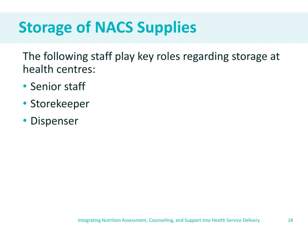 storage of nacs supplies 2