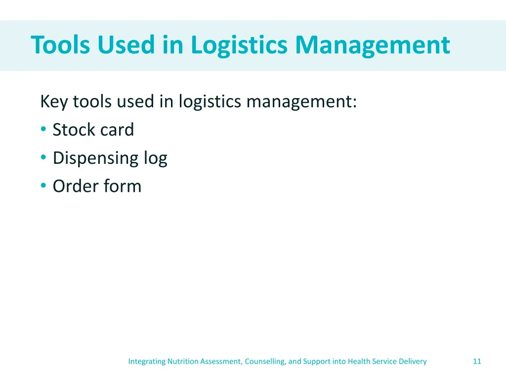 tools used in logistics management