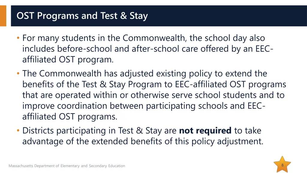 ost programs and test stay