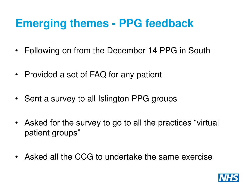 emerging themes ppg feedback