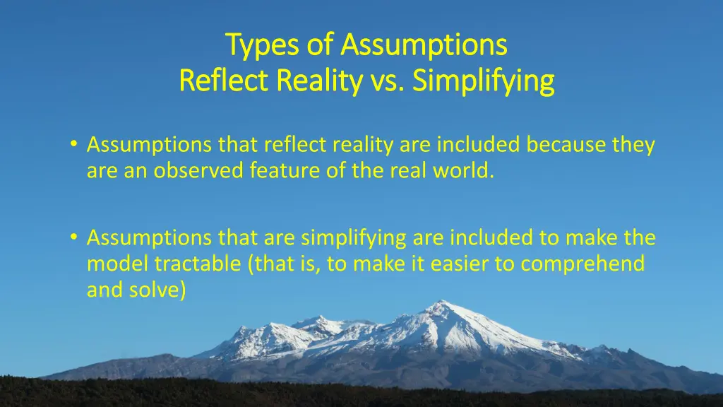 types of assumptions types of assumptions reflect