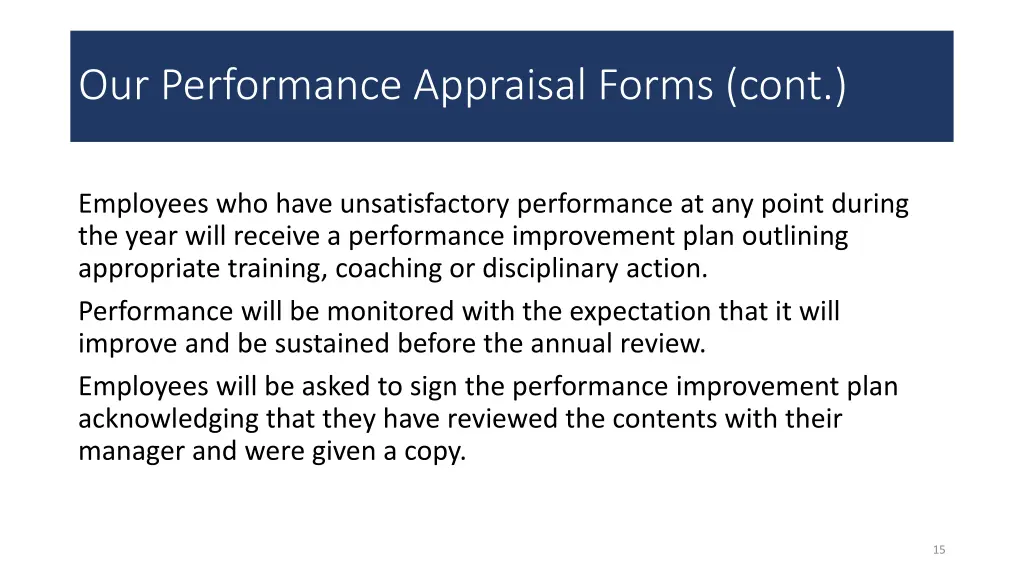 our performance appraisal forms cont