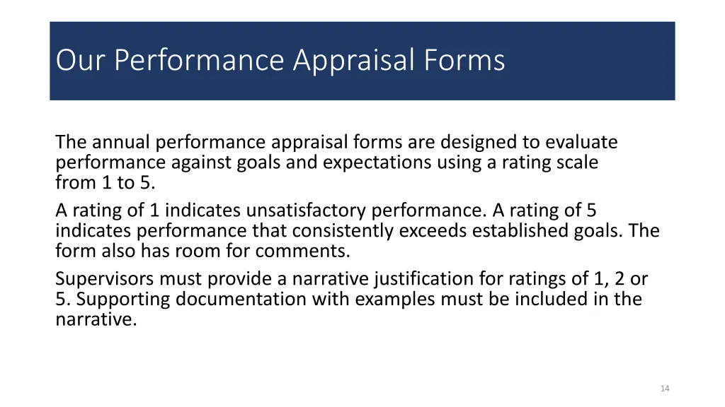 our performance appraisal forms