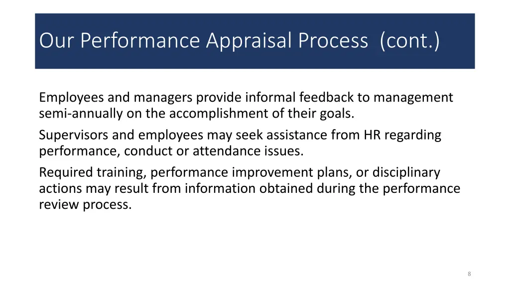 our performance appraisal process cont