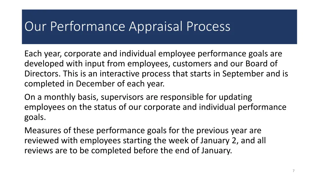 our performance appraisal process