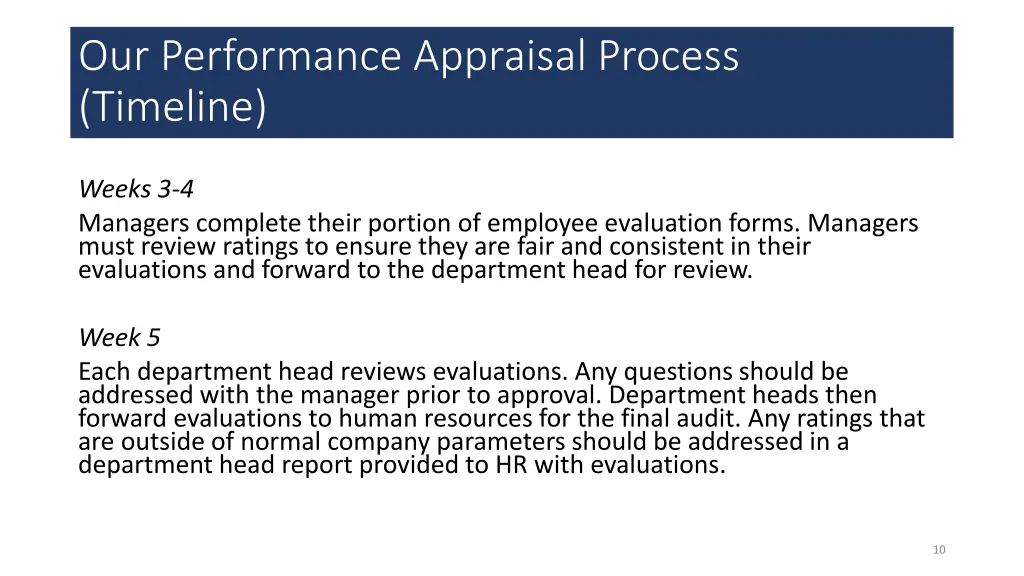 our performance appraisal process timeline 1
