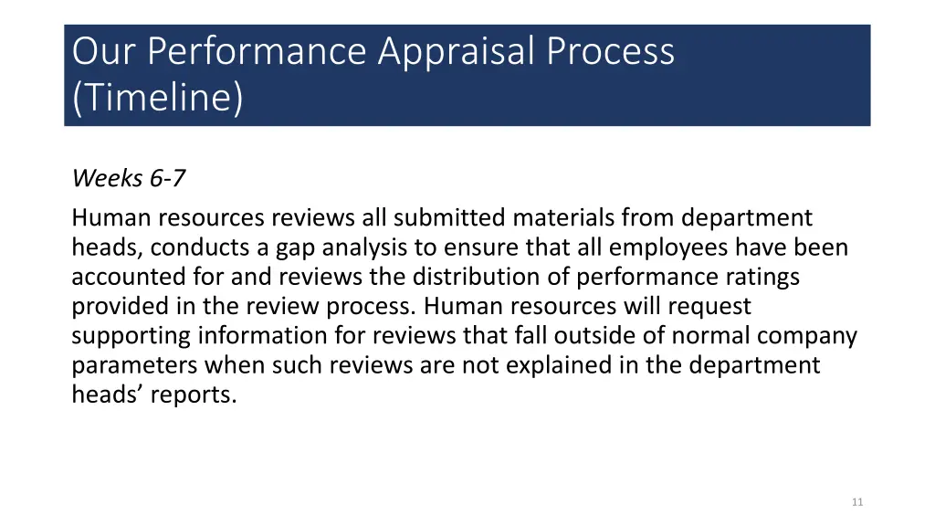 our performance appraisal process timeline 2