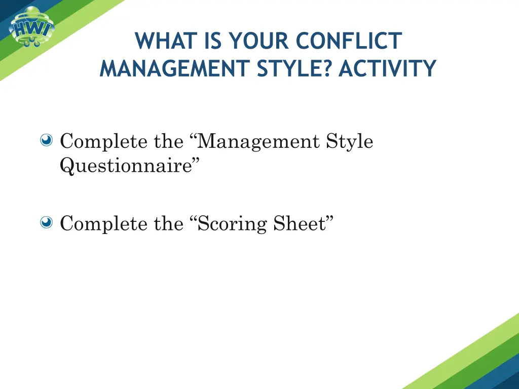 what is your conflict management style activity