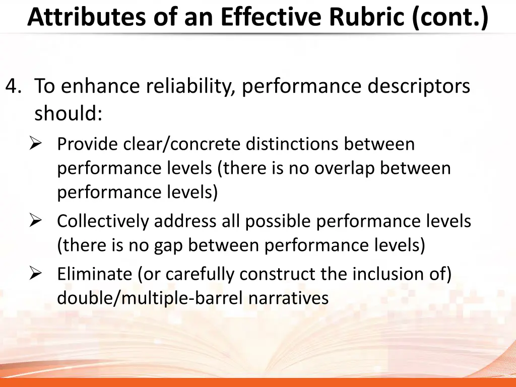 attributes of an effective rubric cont 2