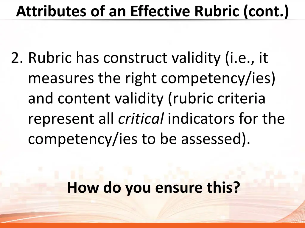 attributes of an effective rubric cont