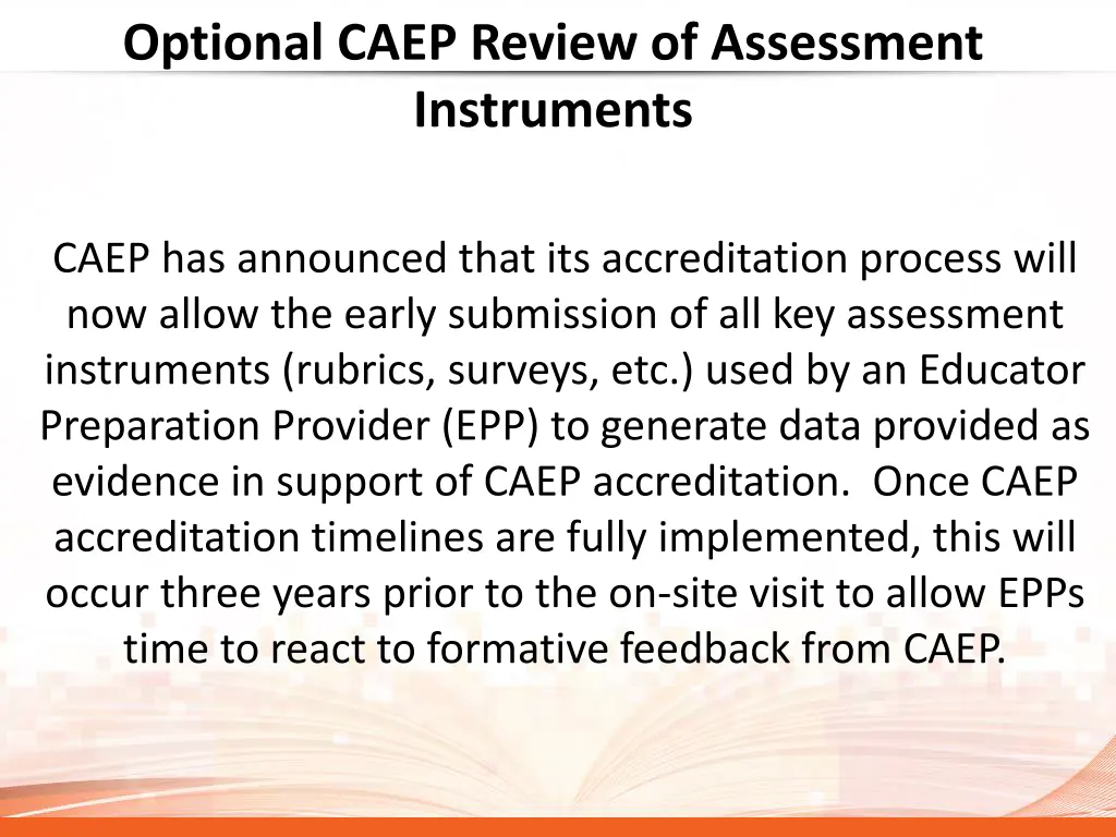 optional caep review of assessment instruments