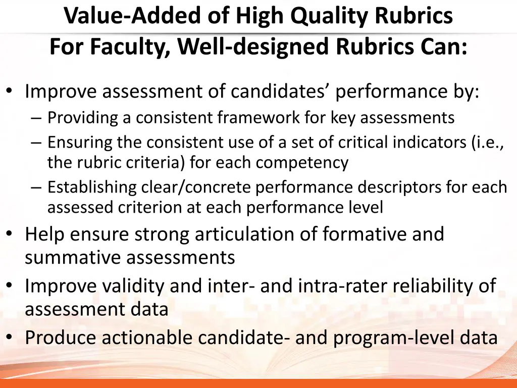 value added of high quality rubrics for faculty