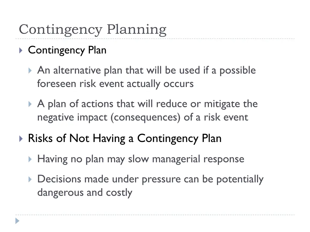 contingency planning