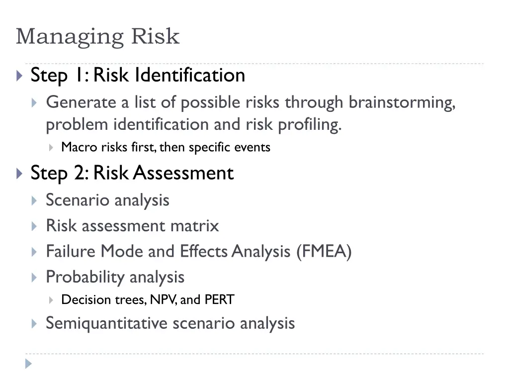 managing risk 1