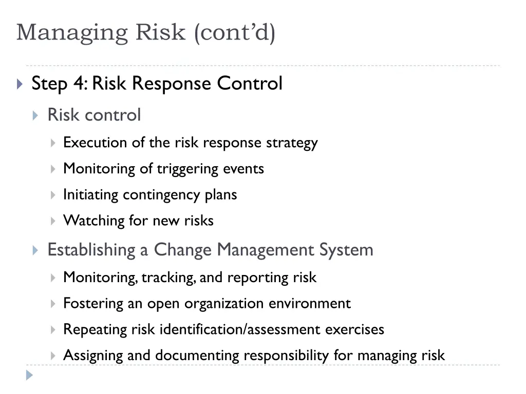 managing risk cont d 1