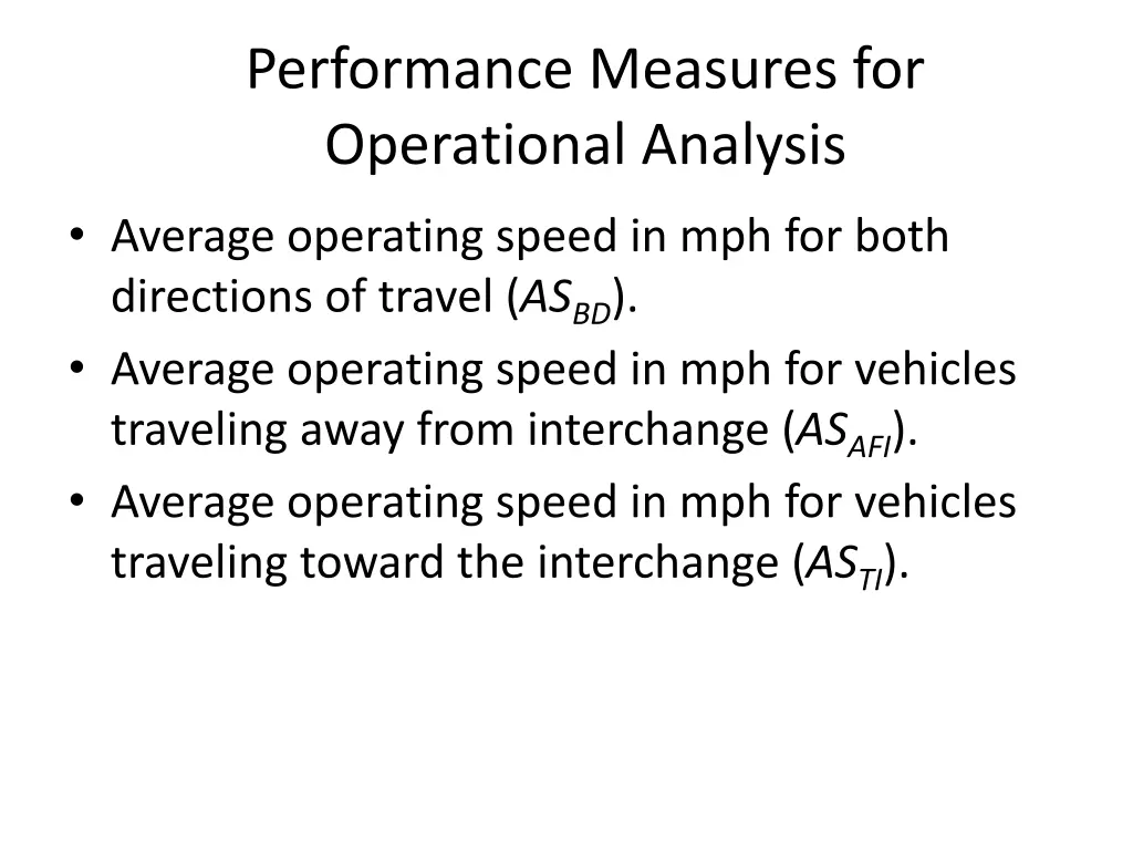 performance measures for operational analysis