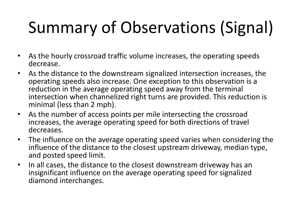 summary of observations signal