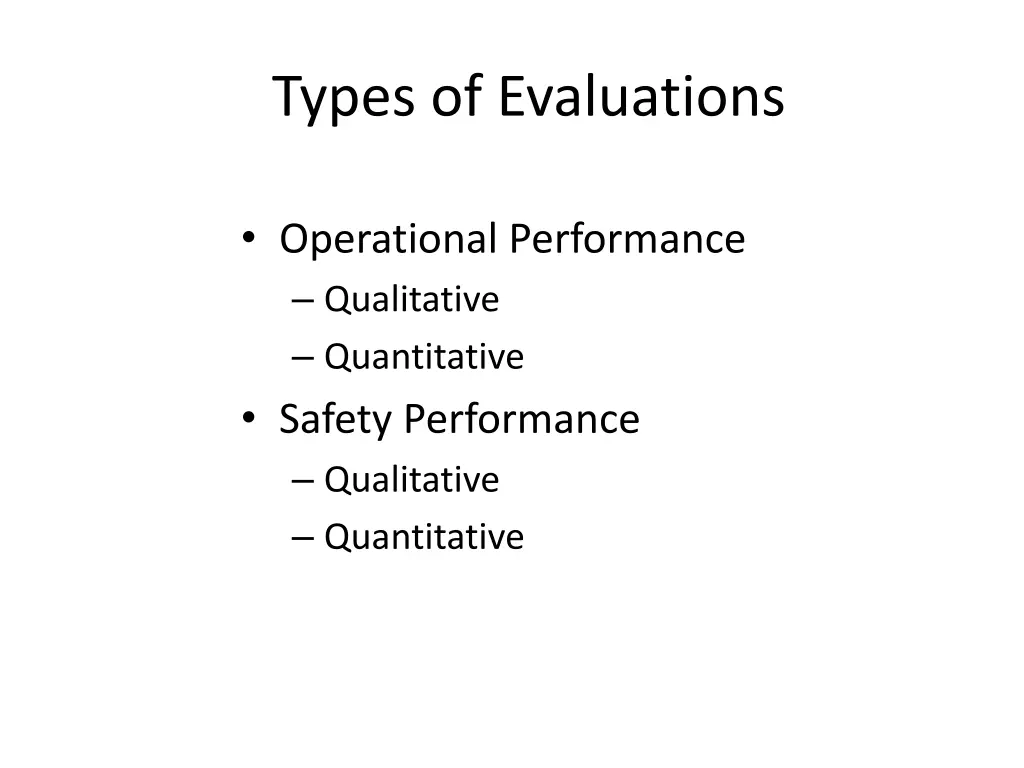 types of evaluations