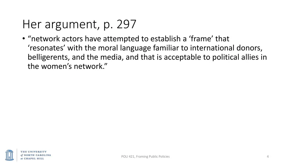 her argument p 297 network actors have attempted