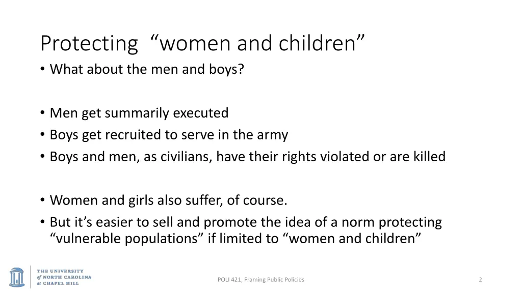 protecting women and children what about