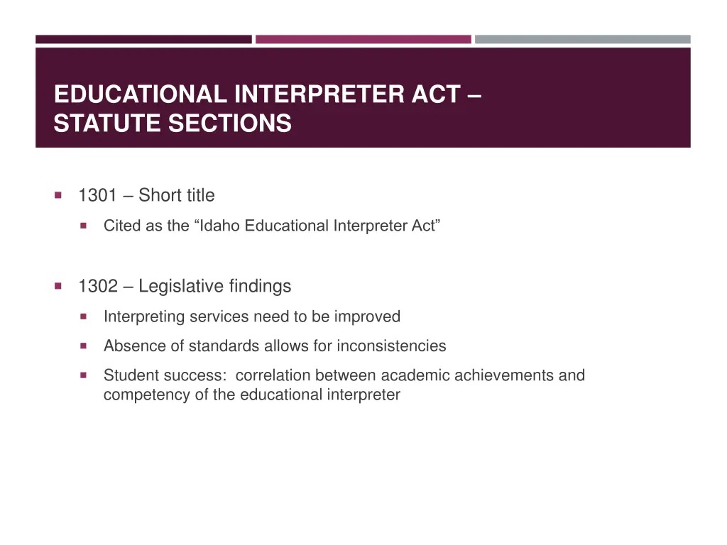 educational interpreter act statute sections 1