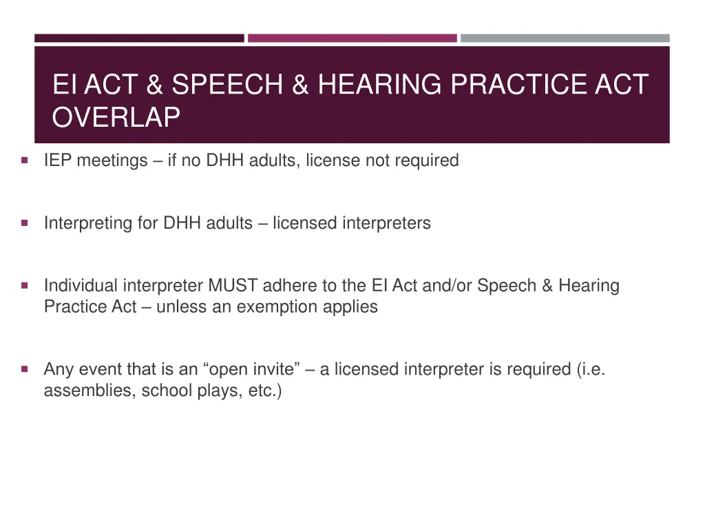 ei act speech hearing practice act overlap