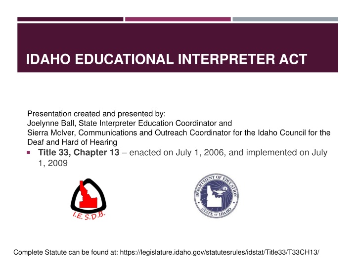 idaho educational interpreter act