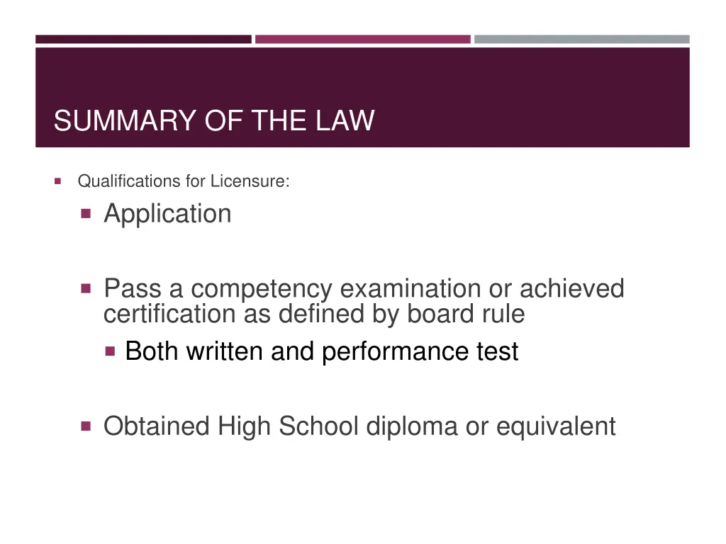 summary of the law 1