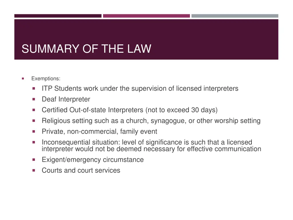 summary of the law 2