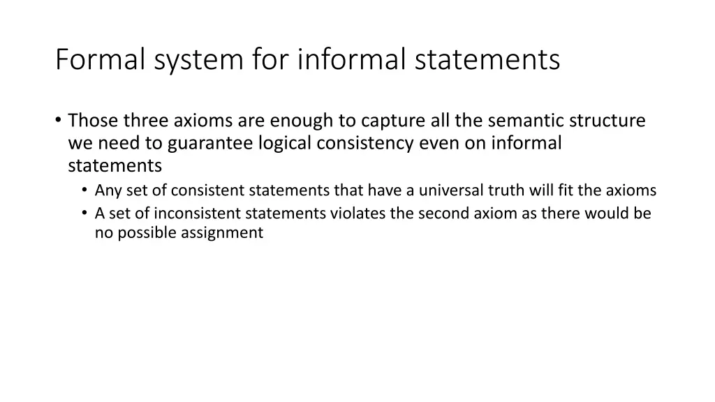 formal system for informal statements