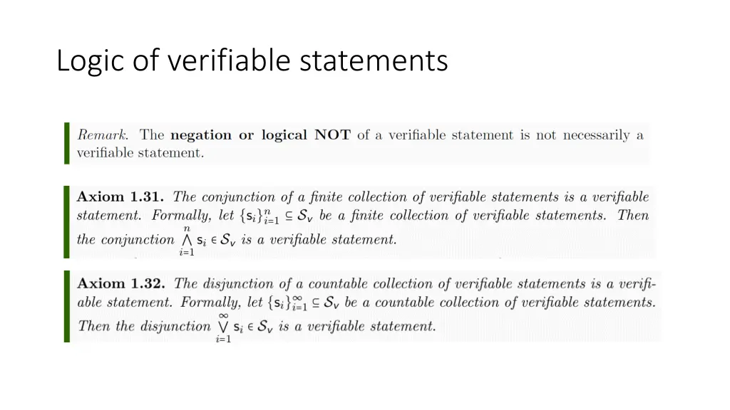 logic of verifiable statements 1