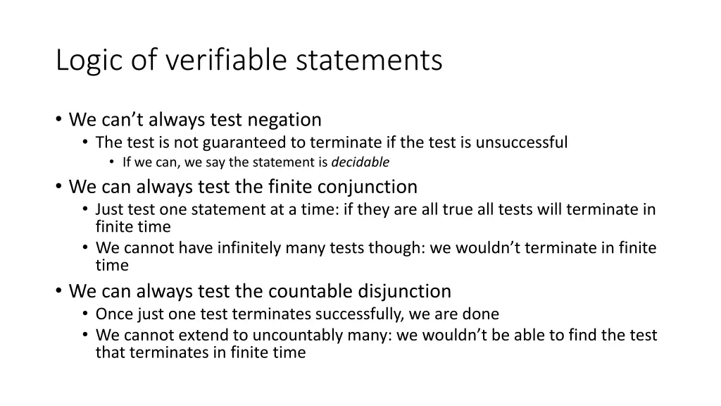 logic of verifiable statements