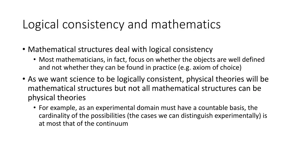 logical consistency and mathematics