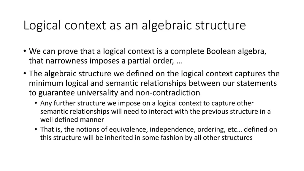 logical context as an algebraic structure