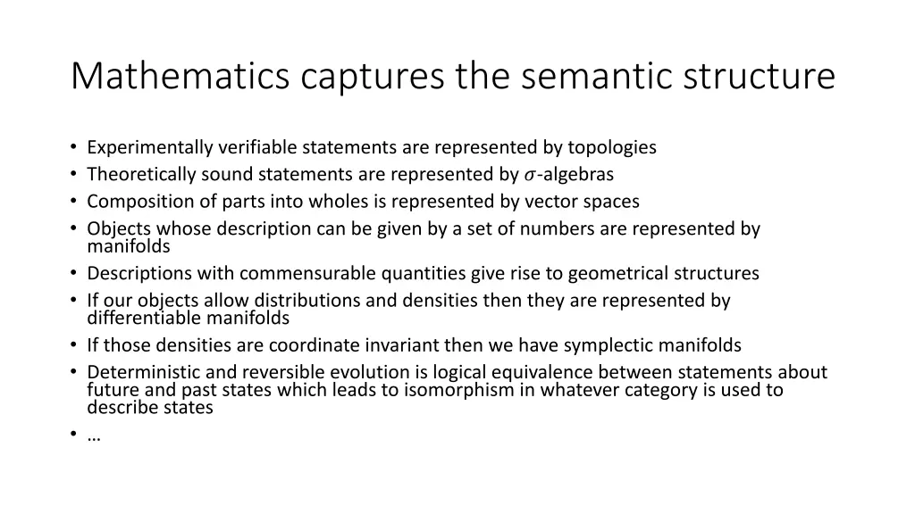 mathematics captures the semantic structure