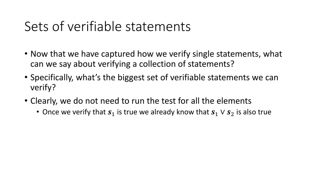 sets of verifiable statements