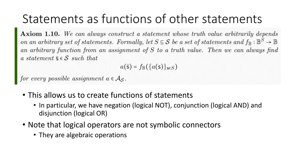 statements as functions of other statements