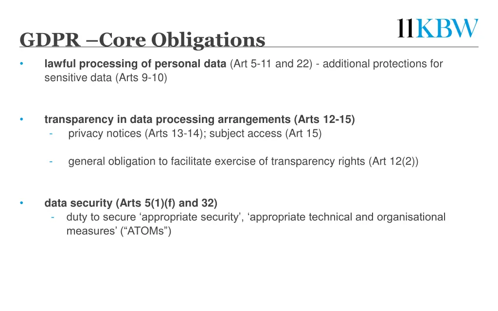 gdpr core obligations