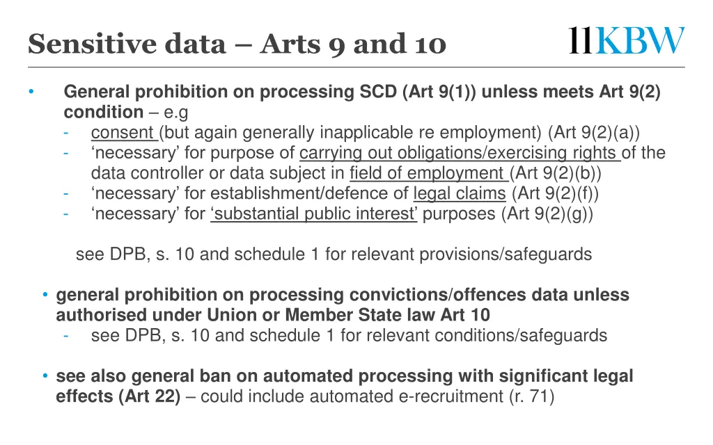 sensitive data arts 9 and 10